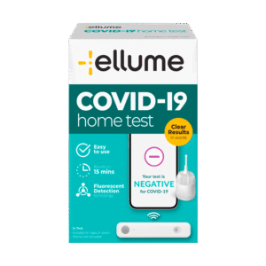 Ellume COVID Test Kit, At Home COVID-19 Home Test Kit, Rapid Antigen Self Test, Results in 15 minutes to your free mobile app, FDA Emergency Use Authorization, 1 Pack
