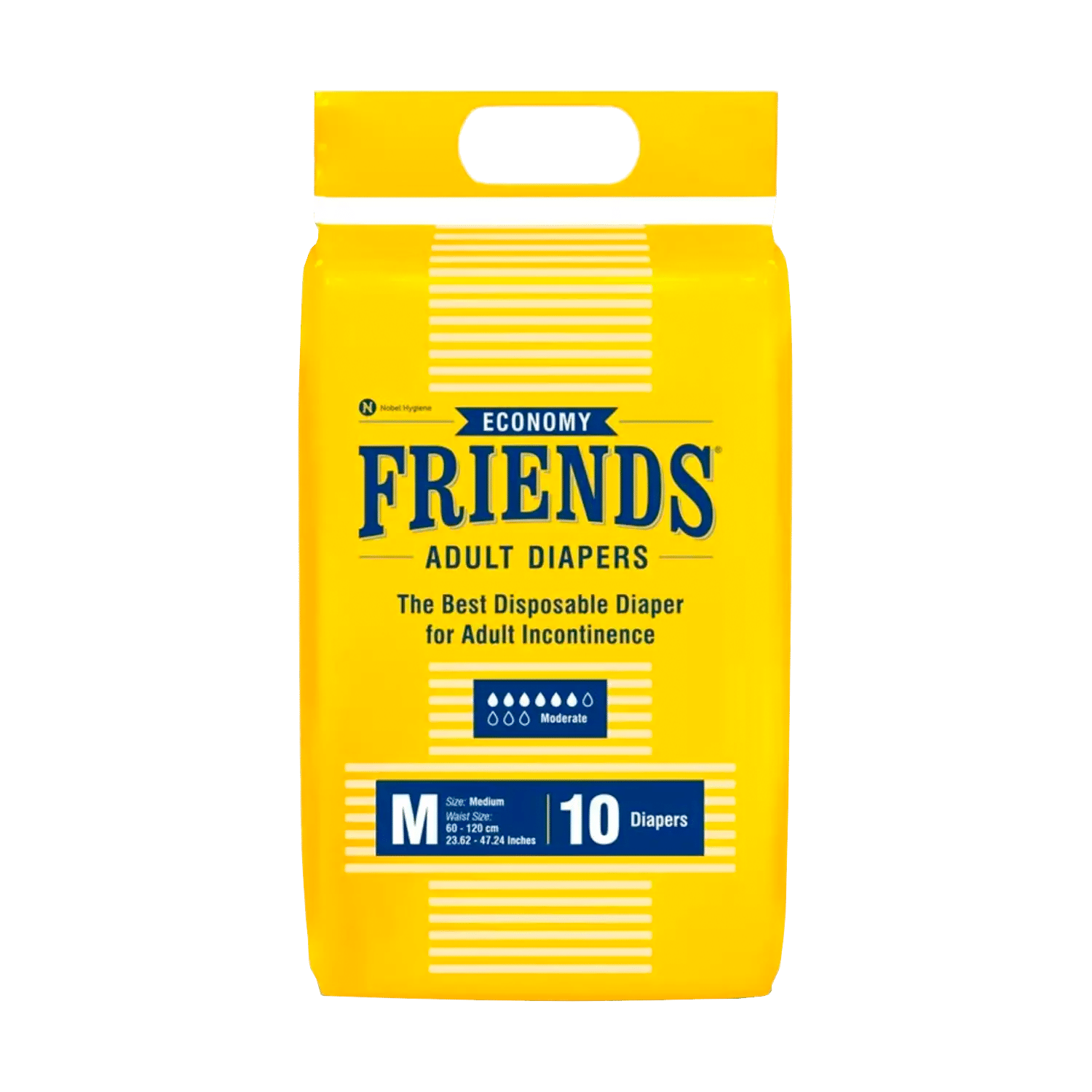 Friends Economy Adult Diapers Tape Style - 10 Count (M) Waist 27.56- 49.21 Inch