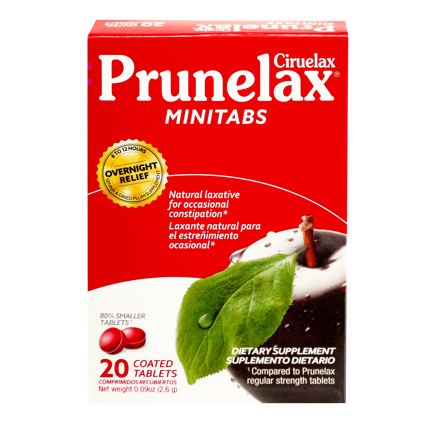 Prunelax Ciruelax Minitab's Natural Laxative Coated Tablets, 20 Count