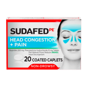 Sudafed PE Non-Drowsy Head Congestion + Pain Relief Caplets, 20 ct