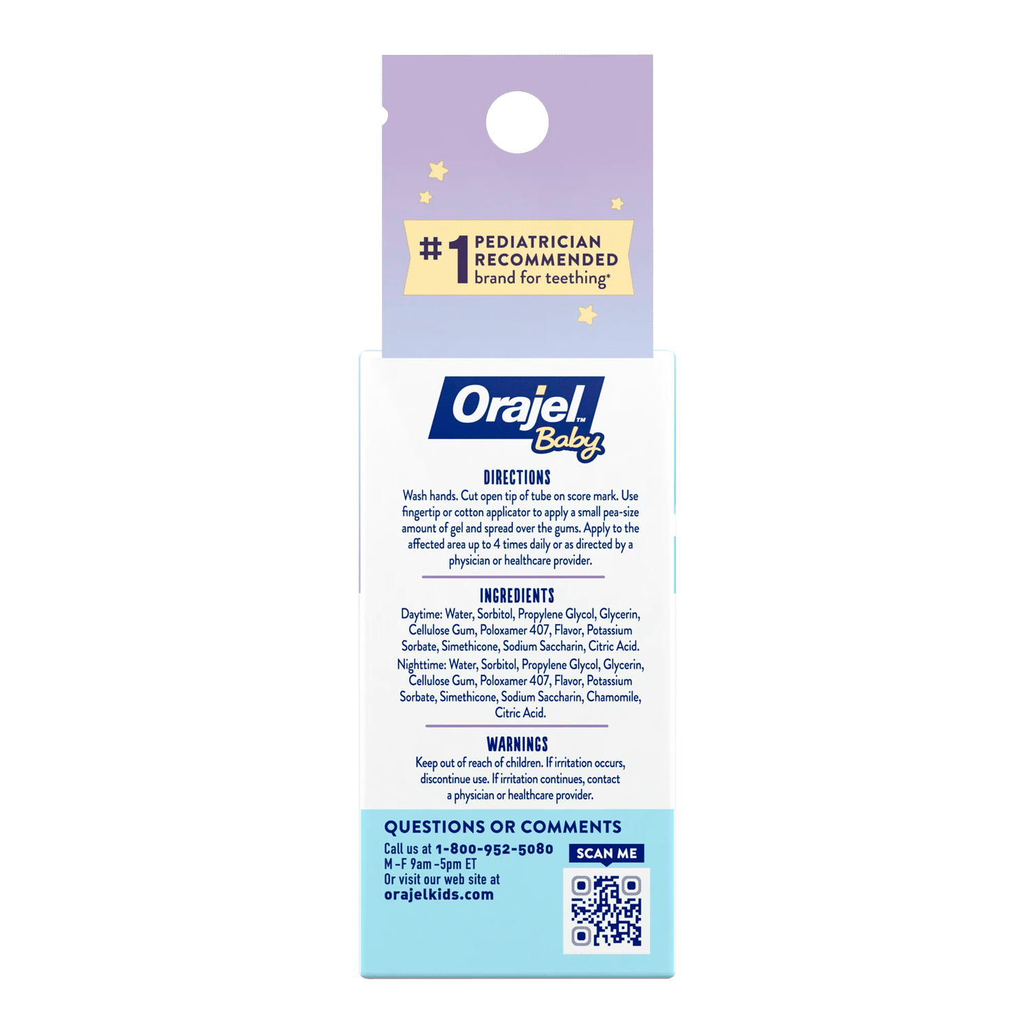 Orajel Baby Daytime & Nighttime Cooling Gels for Teething, Drug-Free, #1 Pediatrician Recommended Brand for Teething*, Two 0.18oz Tubes - Image 2